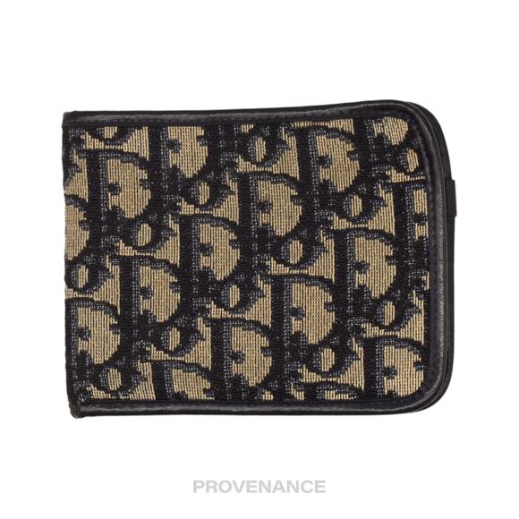 🔴 Dior Oblique Trotter Bifold Wallet - Navy Jacquard - Picture 1 of 7